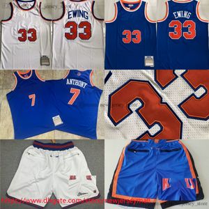 Klassiek Retro Authentiek Borduursel 1985-86 Basketbal 33 Patrick Ewing Jersey 2012-13 Vintage 7 Carmelo Anthony Jersey Echt gestikt Ademend Sport Just Don Kort