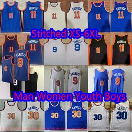 Personnalisé S-6XL Basketball 11 Jalen Brunson Jersey 2023-24 New City Stripe 9 RJ Barrett 30 Julius Randle Maillots de sport respirants Chemises de sport bleu blanc à domicile