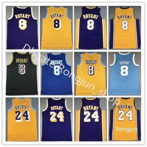 Mitchell et Ness Basketball Jersey 8 Bean The Black Mamba 2001 2002 1996 1997 1999 Équipe de haute qualité cousue jaune bleu violet Vintage homme