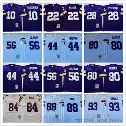 Classique Vintage 1990 Football universitaire 10 Fran Tarkenton Jersey Vintage 22 Paul Krause 28 Adrian Peterson 44 Chuck Foreman 56 Chris Doleman 80 Cris Carter 84 Randy Moss