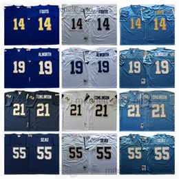 Classique Vintage 1990 Football universitaire 14 Dan Fouts Jersey Vintage 21 LaDainian Tomlinson 19 Lance Alworth 55 Junior Seau 80 Kellen Winslow Maillots cousus