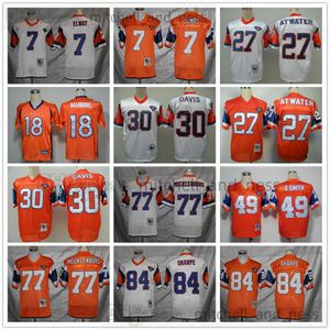 Classique Vintage 1990 Football universitaire 7 John Elway Jersey 27 Steve Atwater 30 Terrell Davis 84 Shannon Sharpe 49 Dennis Smith 77 Karl Mecklenburg Gary Zimmerman