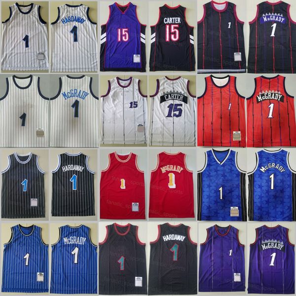 Penny Hardaway Retro Jersey 1 Basketball Vince Carter 15 Tracy McGrady Uniforme Vintage Stripe Noir Rouge Blanc Violet Bleu Équipe Pour Les Fans De Sport Haut