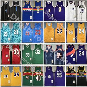 Camisetas de baloncesto retro Dikembe Carmelo Mutombo Anthony Allen Nowitzki Iverson Scottie Derrick Pippen Rose Larry Tyrone Johnson Muggsy Jersey