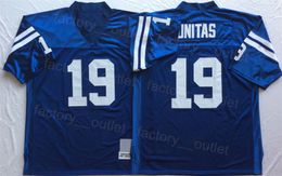 Football de retour 1970 Vintage 19 Johnny Unitas Jersey 75th Anniversary Blue Color Team All Centred Retro for Sport Fans Top Quality en vente en vente