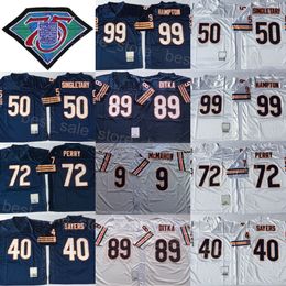 75e anniversaire Throwback Football 40 Gale Sayers Jersey 1966 1985 Vintage 50 Mike Singletary 99 Dan Hampton 72 William Perry 89 Mike Ditka 9 Jim McMahon Rétro