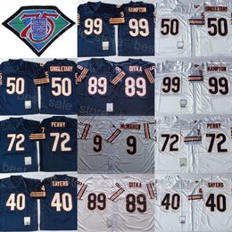 75e verjaardag Throwback Football 40 Gale Sayers Jersey 1966 1985 Vintage 50 Mike Singletary 99 Dan Hampton 72 William Perry 89 Mike Ditka 9 Jim McMahon Retro