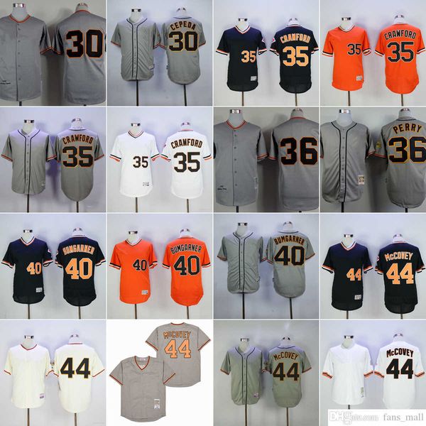 Mitchell et Ness Vintage Baseball 35 Brandon Crawford Maillots NCAA Ed 44 Willie Mccovey 40 Madison Bumgarner 36 Gaylord Perry 30 Orlando