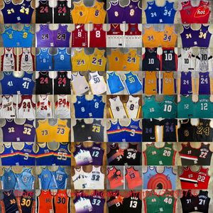 Mitchell et Ness West Basketball Los24angeles Jersey Authentique Broderie 8 Blackmamba 12 Ja Morant Stephen Curry James Tracy McGrady Allen