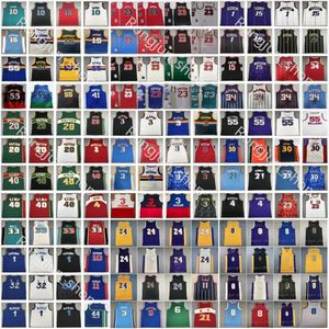 Camisetas de baloncesto retro Hill Iverson Paul Anthony Pierce Carter McGrady Durant Garnett Malone Mutombo Bibby Stockton Kemp Payton Barkley Muggsy