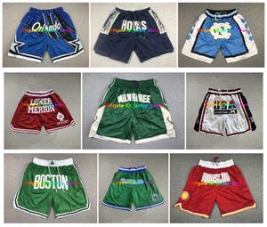 Short de football de basket-ball de l'équipe Throwback Just Short Basket USA avec poche zippée Hip Pop Sport Wear Pantalon Bryant Lower Merion Georgetown Hoyas Caroline du Nord