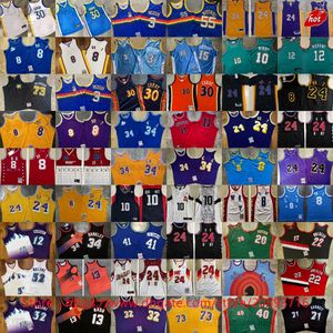 Mitchell Ness West Basketball Jersey Authentique Ed Los Blackmamba Shawn Kemp Nowitzki Mutombo Williams Oluwon Barkley Malone Drexler Stephen