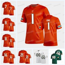 Mitness Custom Miami Hurricanes College Football Jerseys NCAA College d'Eriq King Mike Harley Mark Paus Al Bladen Jr. Charleston Rambo Jahfari