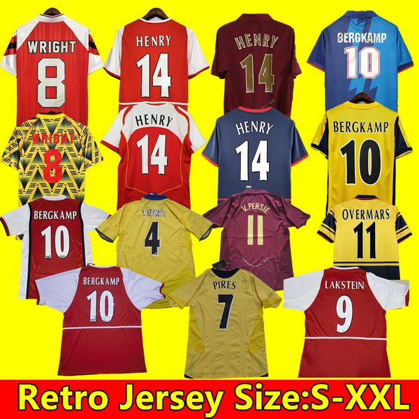 ARSEN Retro JERSEYS DE FÚTBOL HIGHBURY Fabregas CAMISETA DE FÚTBOL V.PERSIE PIRES REYES VIEIRA HENRY 02 03 05 06 98 99 BERGKAMP 94 95 ADAMS Persie 96 97 Galla 86 87 89 WRIGHT