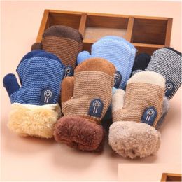 Mitaines bébé hiver chaud gants tricotés 6 couleurs avec corde suspendue bonne qualité pour garçons et filles taille mitaines en gros goutte livrer Dh3Xb