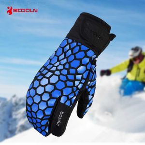 Wanten Boodun 3 Vinger Professionele Snowboard Ski Handschoenen Waterdicht -30 Winter Thermische Wanten Mannen Vrouwen Skiën Sneeuwscooter Touch Telefoon L231125