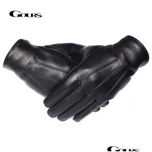 Mitaines Gours Gants D'hiver Hommes En Cuir Véritable Toucher Sn Noir Doublure En Laine De Mouton Véritable Conduite Chaude Gsm050 230131 Drop Delivery Fas Dh6Ht