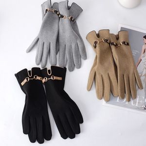 Wanten Sarung tangan wanita sarung layar sentuh Vintage musim dingin tetap hangat tahan angin drop Grace 230905