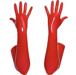 Mittens brillant humide look long gants de latex sexy pour les femmes bdsm sex extoic night club gothique gothique usure vêtements m xl noir rouge 22081962552