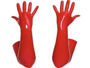 Mittens brillant humide look long gants de latex sexy pour femmes bdsm sex extoic club gothique gothique usure vêtements m xl noir rouge 22089158207