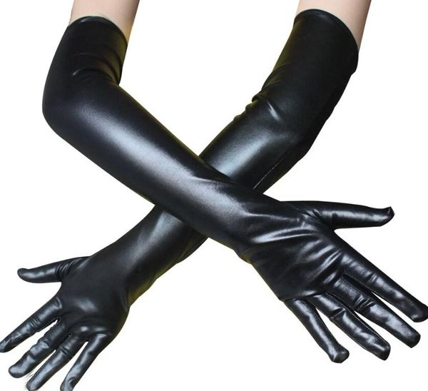 Mitaines Stretch PU Cuir Skinny Long Gant Punk Rock Hip Hop Jazz Disco Dance Gants Brillant Métallique Mitaines Cosplay Accessoire GC738