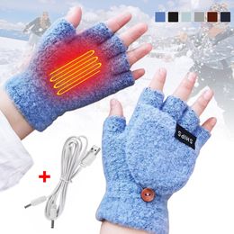 Wanten USB elektrische verwarmde handschoenen 2-zijde verwarming cabrioleloze vingerloze handschoen gebreide verstelbare warmte waterdichte fietsen skiën 221014