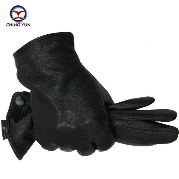 Manoplas Invierno hombre piel de ciervo guantes de cuero masculino cálido suave manga del brazo negro hombres mitones imitar piel de conejo 70% forro de lana-04 230211