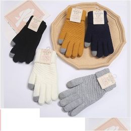 Mittens gants épais d'hiver pour femmes à l'épreuve froide touche snsaver laine chaude en tricot de gouttes de mode accessoires de mode chapeaux, dhgarden dhlis