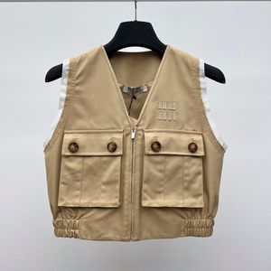 Miu Brand Designer Tracksuits Miu Logo Patchwork LINing Multi-Button Pockets Cotton Vest Half Set Miu Top Denim Style Two-Piece Set 5652