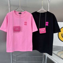 Miu Designer T-shirt Femmes Hot Drill Lettres brodées T-shirts Coton Col rond Manches courtes Lâche Mode Été Dames Tops Vêtements7