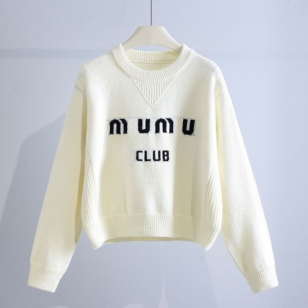 MIU Diseñador para mujer suéter jumper patrón jacquard punto letra clásica prendas de punto otoño invierno mantener puentes cálidos diseño jersey suéteres de punto tops