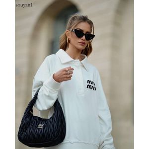 Miu Home-suéter con cuello tipo Polo para mujer, Top informal de manga larga de estilo perezoso de longitud media, Top versátil para principios de otoño 2024