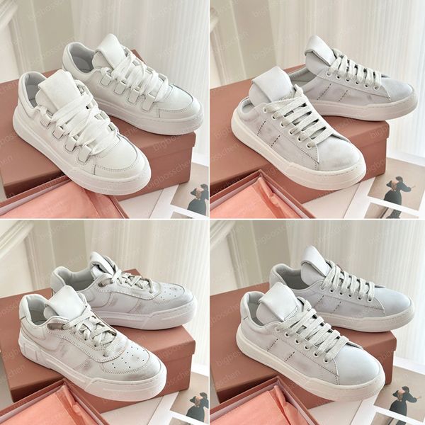 Chaussures de sport de luxe dames baskets designer mode petites chaussures blanches 2023 tout nouveau laçage bas à la main vieux cuir rétro baskets de course en plein air 35-40