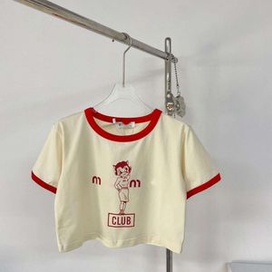 Miu T-shirtontwerper Luxe modebrief Gedrukte dames T-shirt Korte mouwen half mouwen bovengroevendamespak voor kleine gestalte