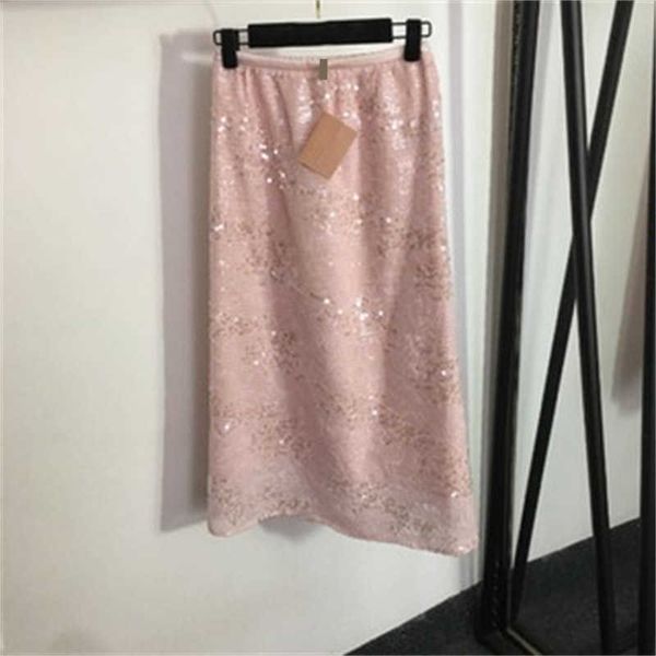 Miu Faldas de mujer Marca de moda Estilo de celebridad Por todas partes Bordado de lentejuelas 3 colores Tamaño S-XL Falda de cintura alta Ropa de diseñador para mujer Vestido de verano