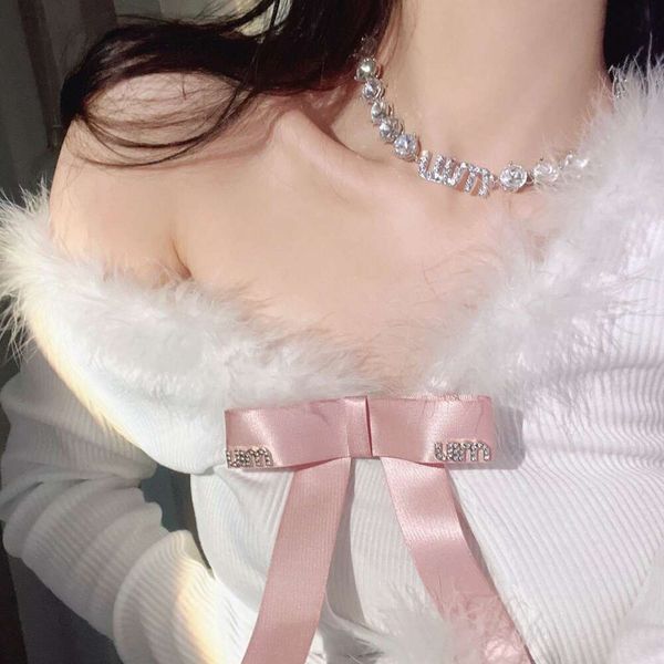 MiuBig et petite sœur Style ~ haut de gamme plein diamant fête clavicule chaîne robe collier accessoires 2024 nouveau collier de mariage