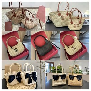 Miui tas onderarm mode rietje gevlochten tas bakken zakken klassiekers vier kleuren cross body woman luxe schouders tas wandeling rieten geweven handtas cosmetische tassen portemonnees