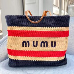 Miumiubag Tienda de verano Rafias Diseñador Bolsa de asas Grande Pochette de paja Moda para mujer Tejido de lujo Bolsa de playa Hombre Viaje Bolso de lona Bolso cruzado Embrague Bolsos de hombro