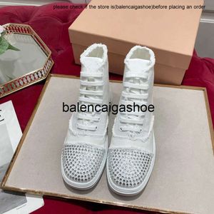 Miui Classic Casual Casual Chores Rhinestone Flat Bottom Transparent Imprimé Sole Bottes de pluie à haut haut dente