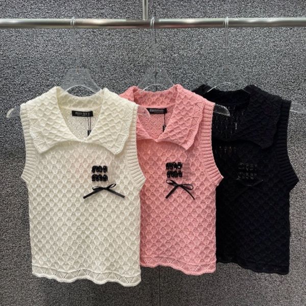 Diseñador de diseñador Croptop Tank Toquip Women Summer Hollow Polo Vest de punto de punto para mujeres Versátiles versátil Sweater Knit Knit