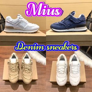 Miui Designer Mius 574 Sneakers denim Chaussures décontractées Femme Sneaker Colonial Beige Royal Blanc White NOUVEAU plus récent entraîneurs de femmes Taille 35-40