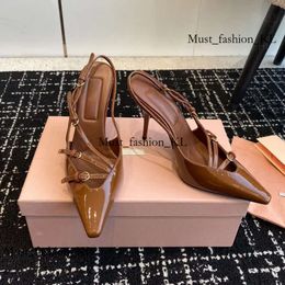 Miui mode mui mui schoenen luxe ontwerpers hakken lederen slingback mui mui zonnebril hakken sandaal stiletto hiel avond drese dames 3 cm 209