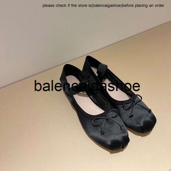 Miui Flat Brand-Name Bow Shoes Bottom Bottom Mary Jane Luxury Luxury Simple Style Elastic Ballet Chaussures Chaussures Black Blanc Rose rose gris rouge Brown Nude Nude TN IMV7 MIUMIUSS