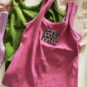 MIUI Shirt Women's Shirt Designer Tee Summer Mui Mui Top Shirt Bead LETTER INDUSTRICE HEAUX ALIFICATION TIRT