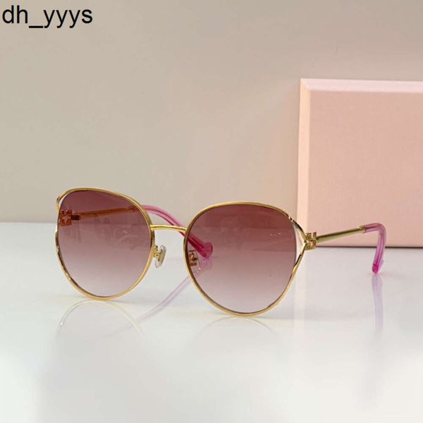 Miui lunettes de soleil rondes miumius lunettes de soleil femmes silhouette subtile œil de chat sophistication moderne nouveau style européen américain lunettes de délicatesse lentille rose noël