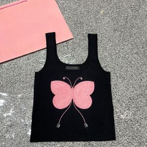 Miui haut taille libre une taille mui mui top réservoirs pour femmes anagram-embroided coton-mélange de chars de réservoir t-shirt t-shirts tops miumiuss tshirt summer femme ventre 9715