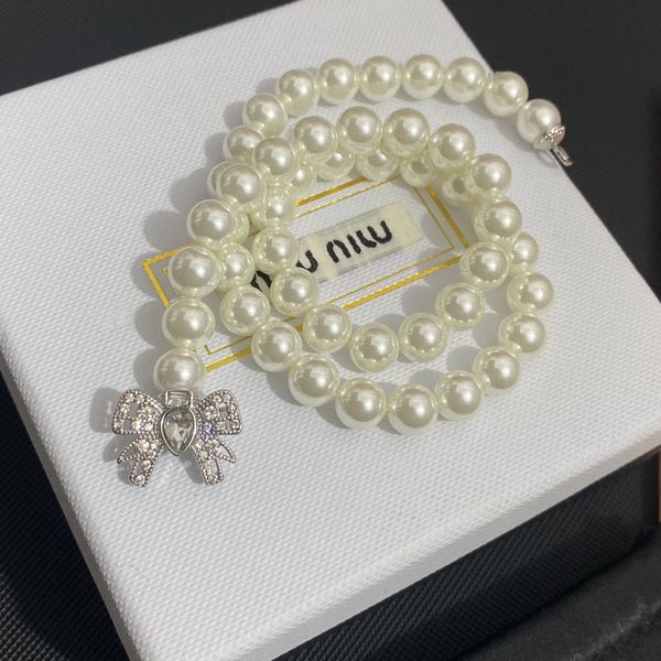 MIUM MIUM même collier/bracelet version haute concepteur M lettre noeud collier de perles tempérament des femmes chaîne de clavicule