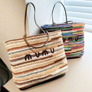 Miumiubag moda hombro rafias grande diseñador bolso de mano tejido de lujo viaje de verano crochet bolso de playa para mujer para hombre crossbody ciudad bolso embrague raya bolsos de paja