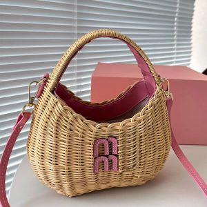 Miumiubag Luxurys Designers Tote Tassen voor vrouwen Handtas Raffia's Designer Woven Rattan Totes Mini Bags Damesschouder Crossbody Bag Handtassen Portemoes 624