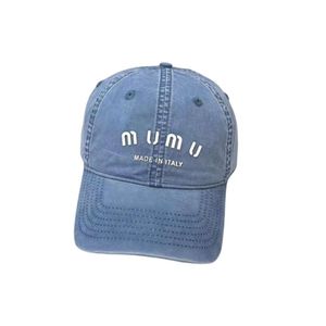 Miumius Cap Diseñador Sombrero de calidad superior Sombreros de ala tacaña Gorra de béisbol Miu Letras bordadas de mezclilla Gorro unisex Sombrero Gorra superior suave Sombreros de protección solar